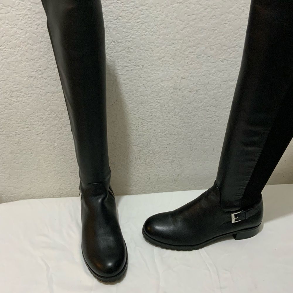 Michael Kors Womens Black Leather Side Zipper Knee High Riding Boots 6.5 - Picture 3 of 15